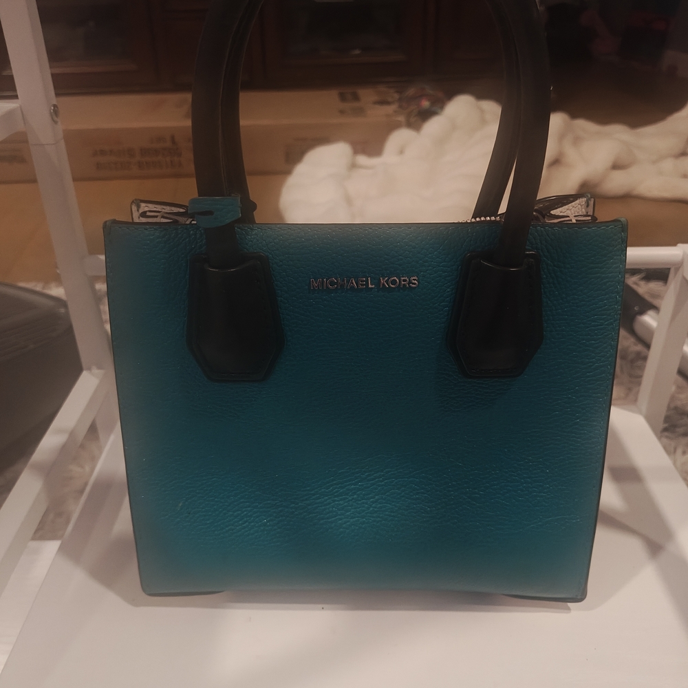 Michael Kors Teal and Black Satchel